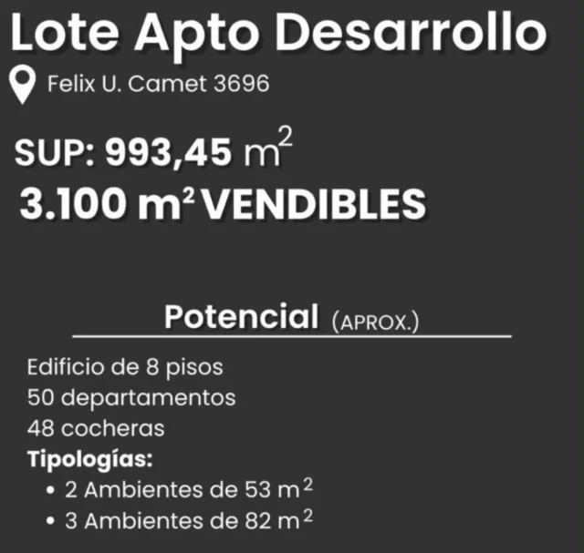 Lotes y terrenos en Venta — felix u camet 3696